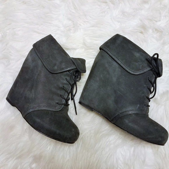 Elizabeth and James Shoes - Elizabeth and James Gray "Manor" Wedge Booties